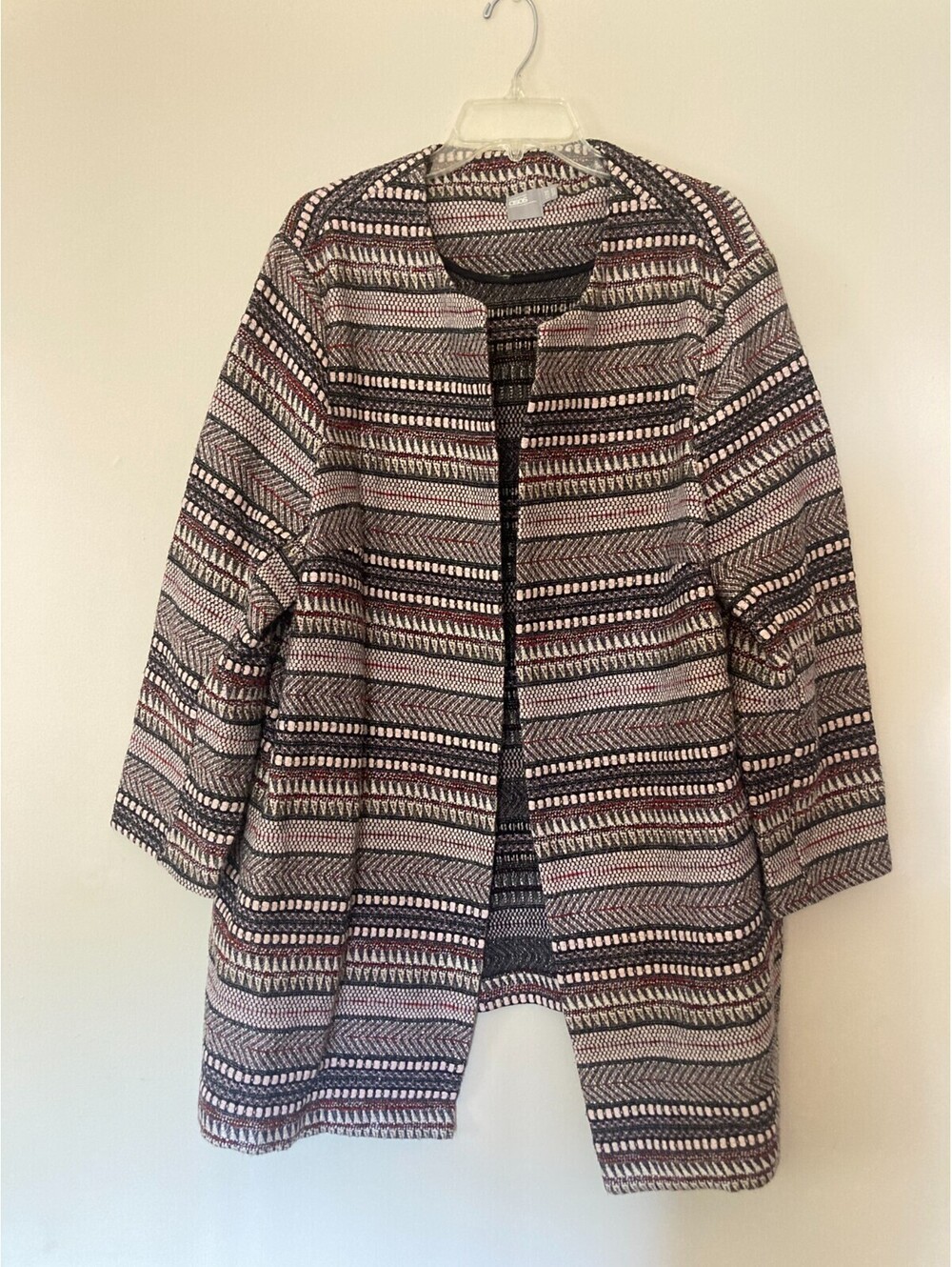 Vintage Womens ASOS Boho Striped Blazer Jacket Open Front - size 20 UK IMPORT